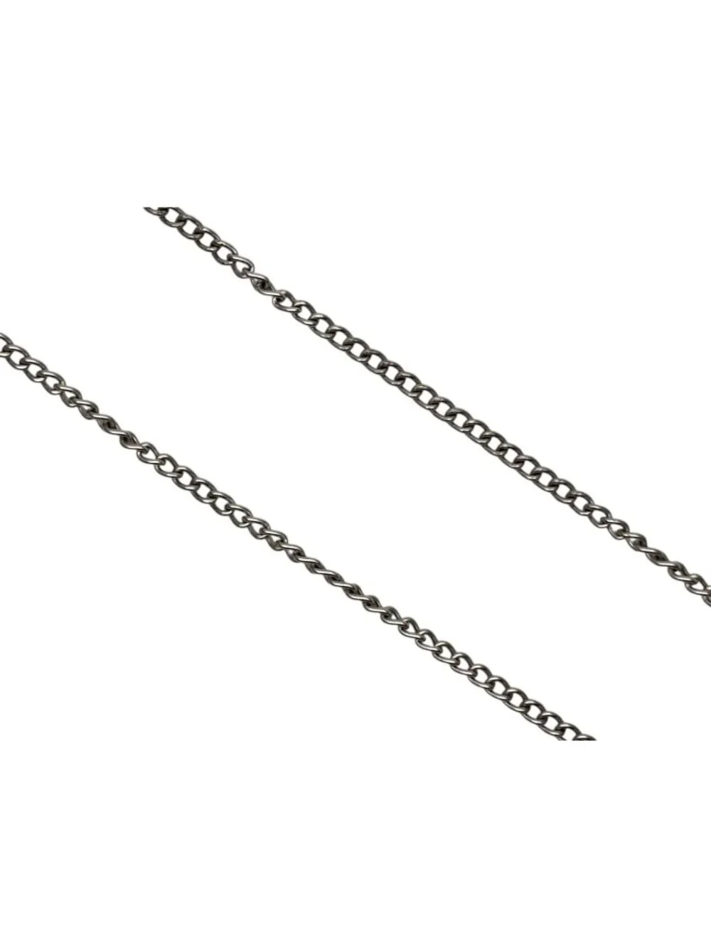 Chanel CC Logo Heart Necklace 04 42 Rhinestone Metal Clear Silver